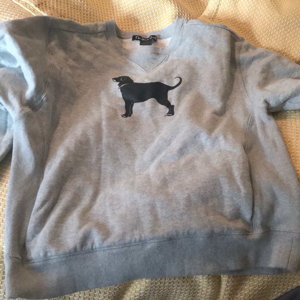 Comfy, grey and crew neck black dog sweatshirt